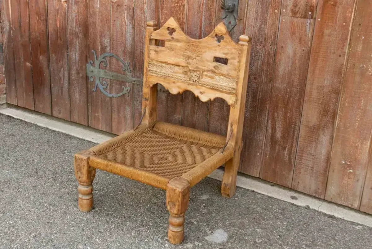 Swat Valley Primitive Pidda Low Chair - de-cor - Brown