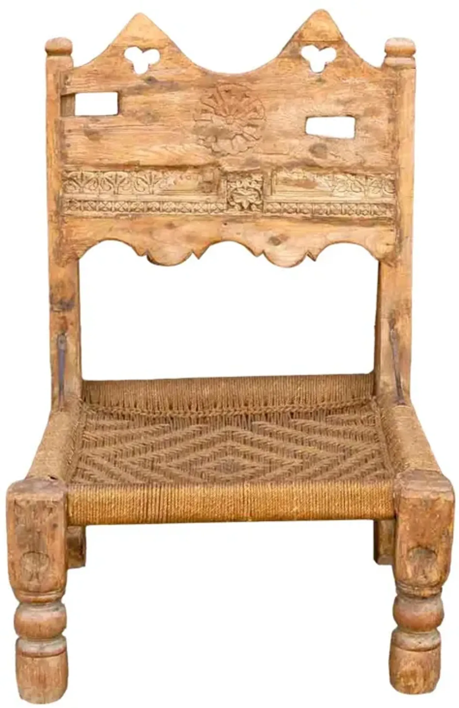 Swat Valley Primitive Pidda Low Chair - de-cor - Brown