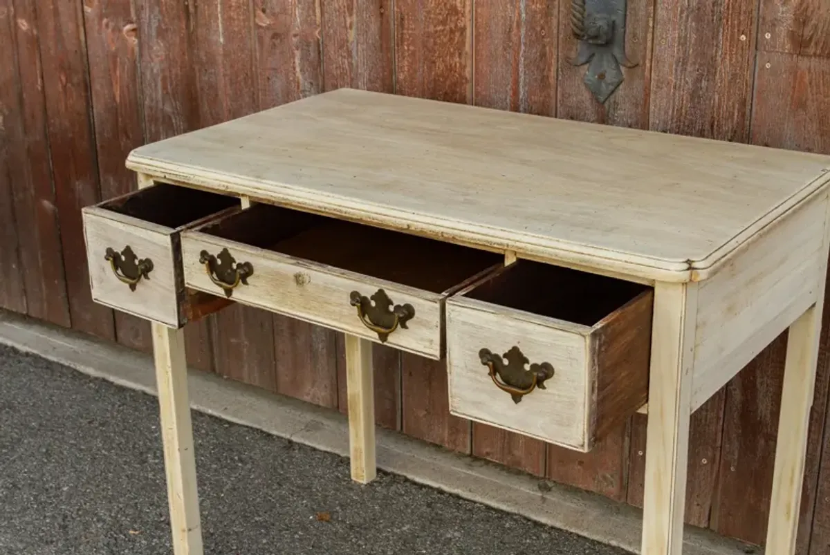 Antique Bleached English Lowboy Table - de-cor - white