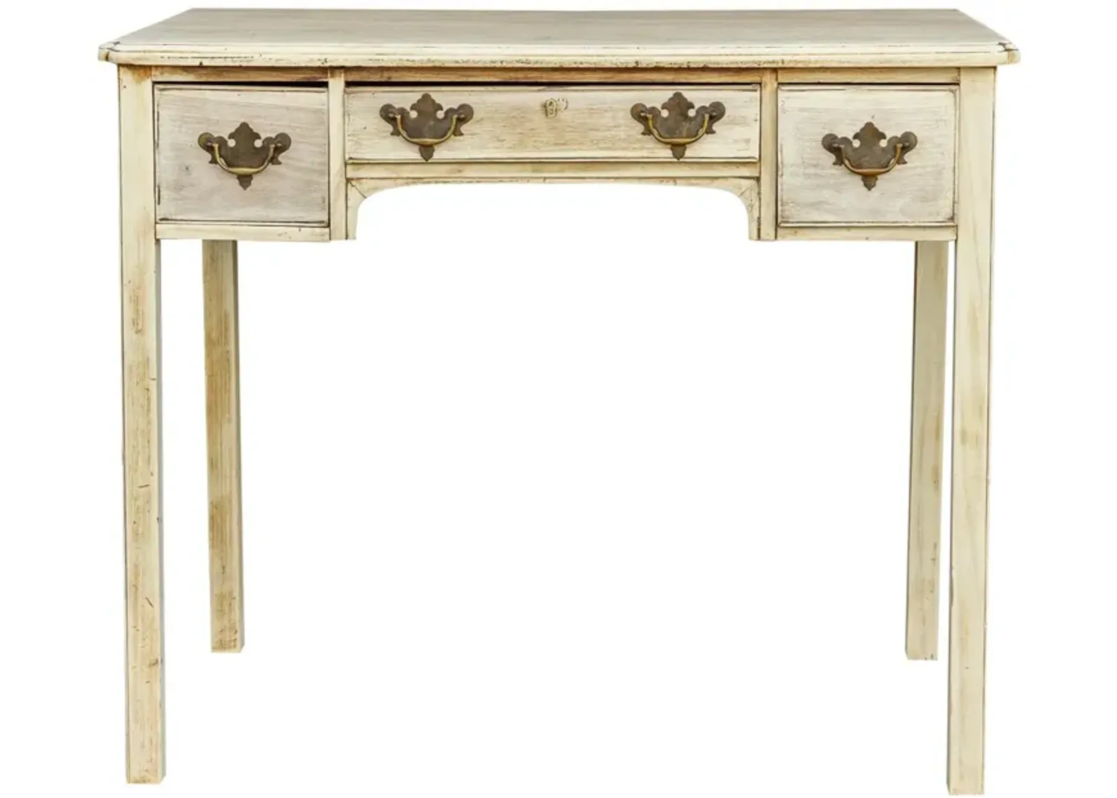 Antique Bleached English Lowboy Table - de-cor - white