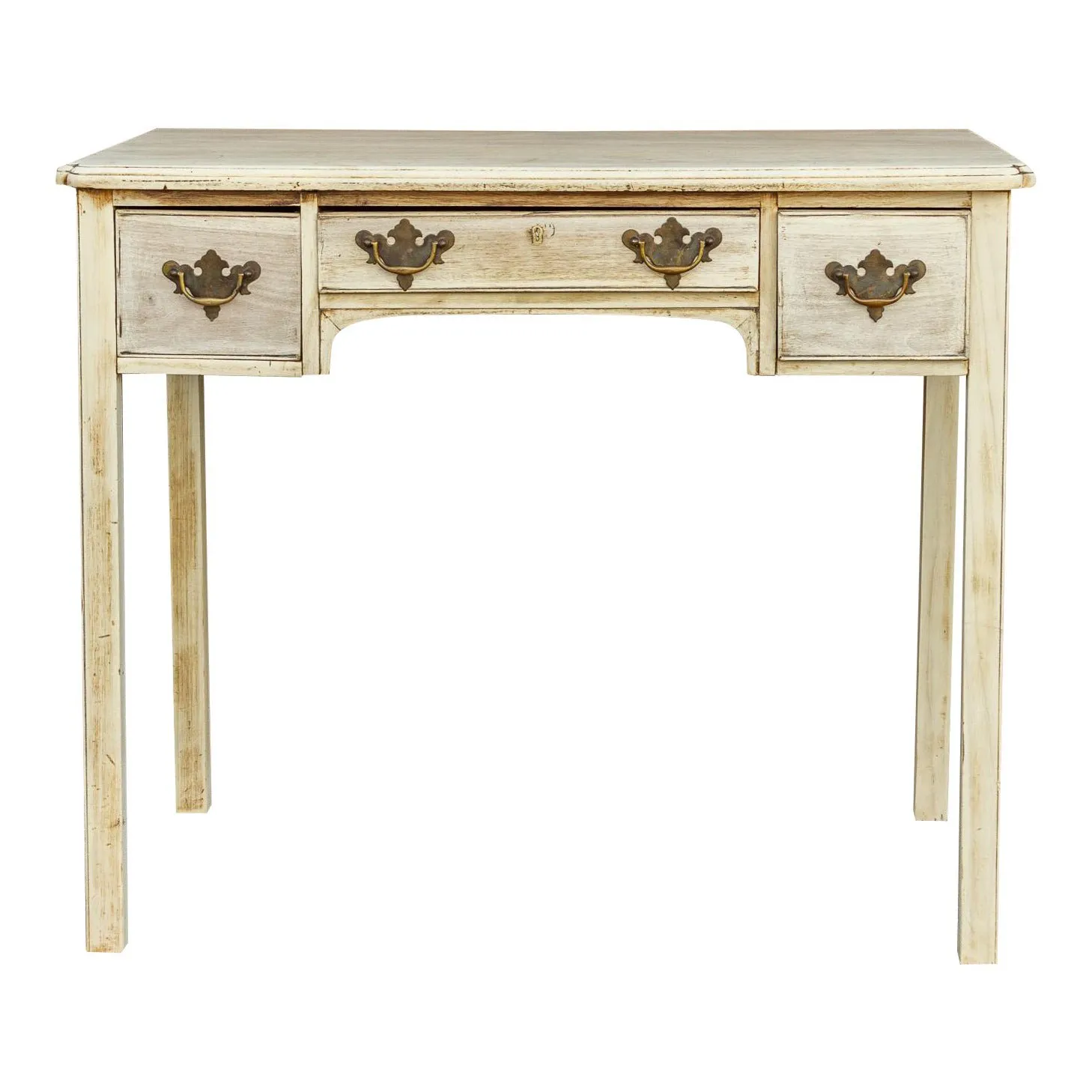 Antique Bleached English Lowboy Table - de-cor - white