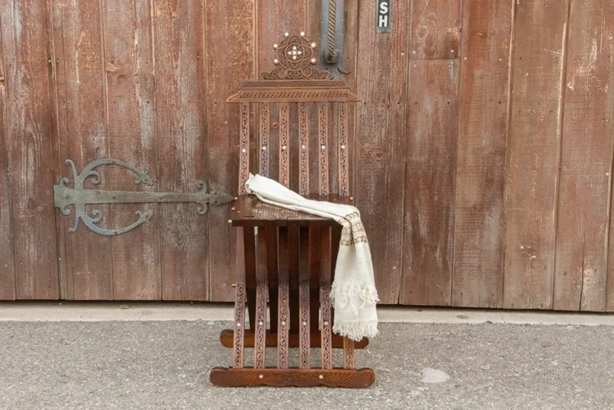 Antique Mother of Pearl Syrian Chair - de-cor - Brown