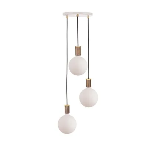 Triple Sphere IV Pendant - White/Walnut - Tala Lighting - Brown