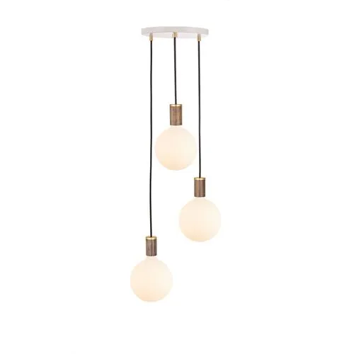 Triple Sphere IV Pendant - White/Walnut - Tala Lighting - Brown