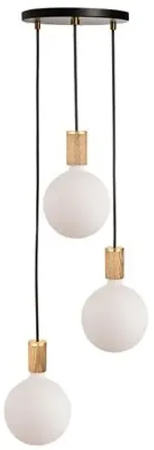 Triple Sphere IV Pendant - Black/Oak - Tala Lighting - Beige