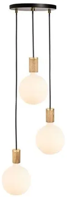 Triple Sphere IV Pendant - Black/Oak - Tala Lighting - Beige