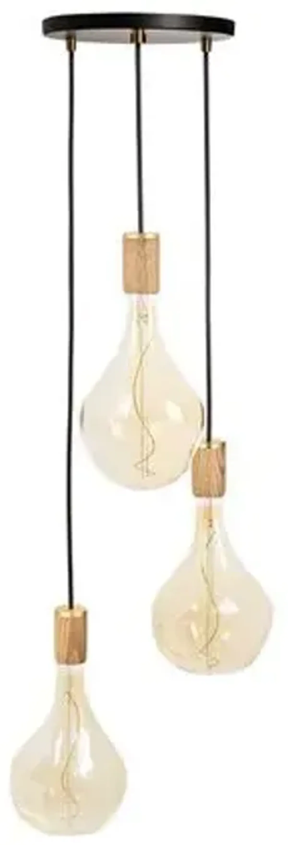 Triple Voronoi II Pendant - Black/Oak - Tala Lighting - Beige