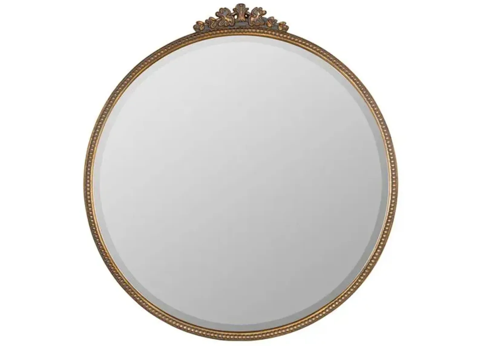 Bridgitte Ornate Round Wall Mirror - Antiqued Gold