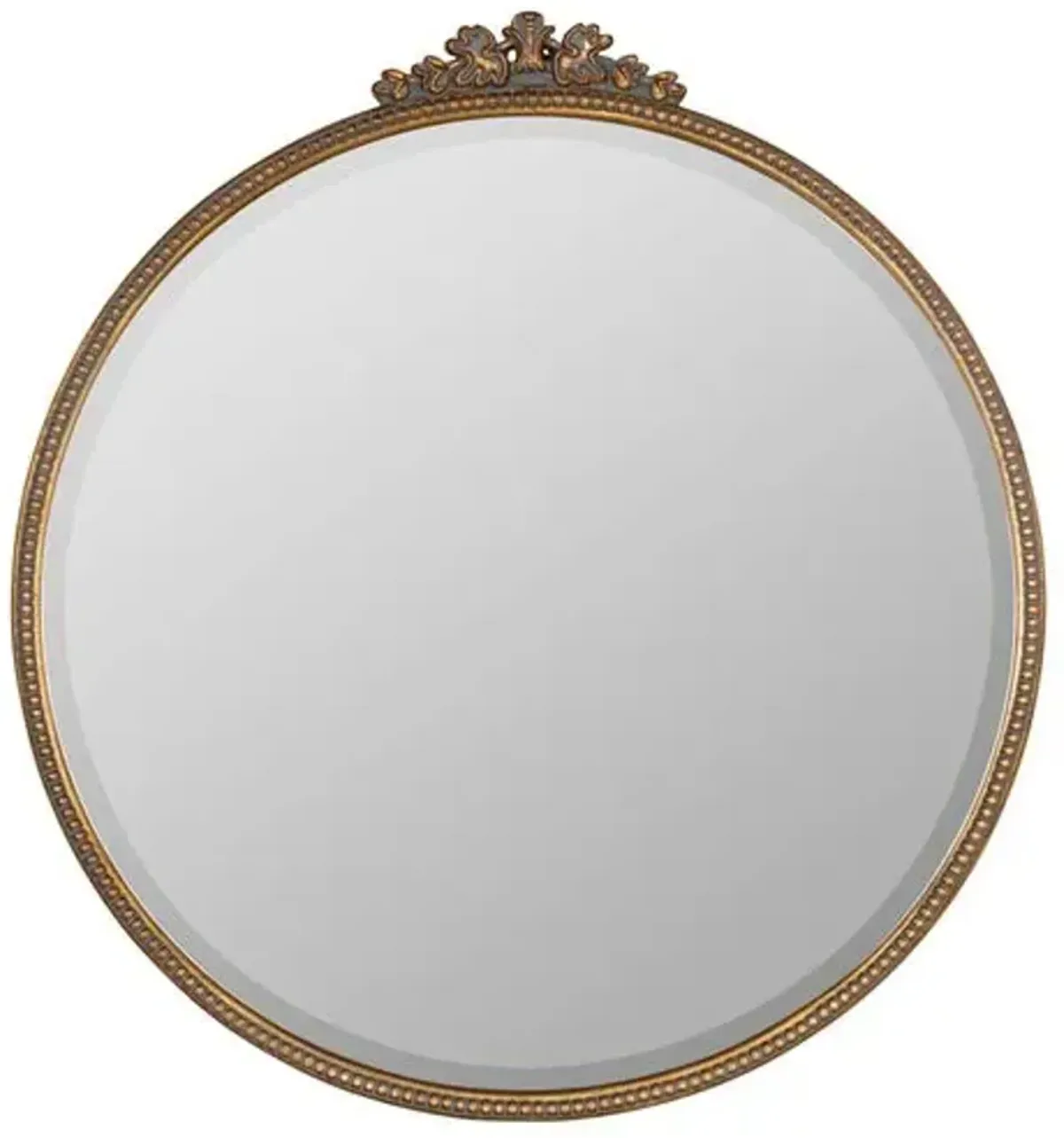 Bridgitte Ornate Round Wall Mirror - Antiqued Gold