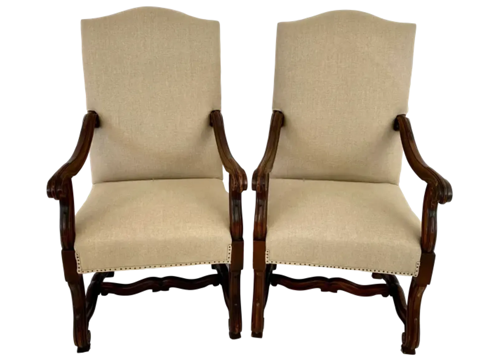 19th C French Oak Throne Armchairs/ Pair - Ballyhoo - Brown