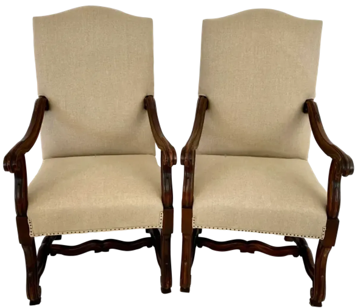 19th C French Oak Throne Armchairs/ Pair - Ballyhoo - Brown