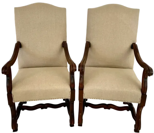 19th C French Oak Throne Armchairs/ Pair - Ballyhoo - Brown