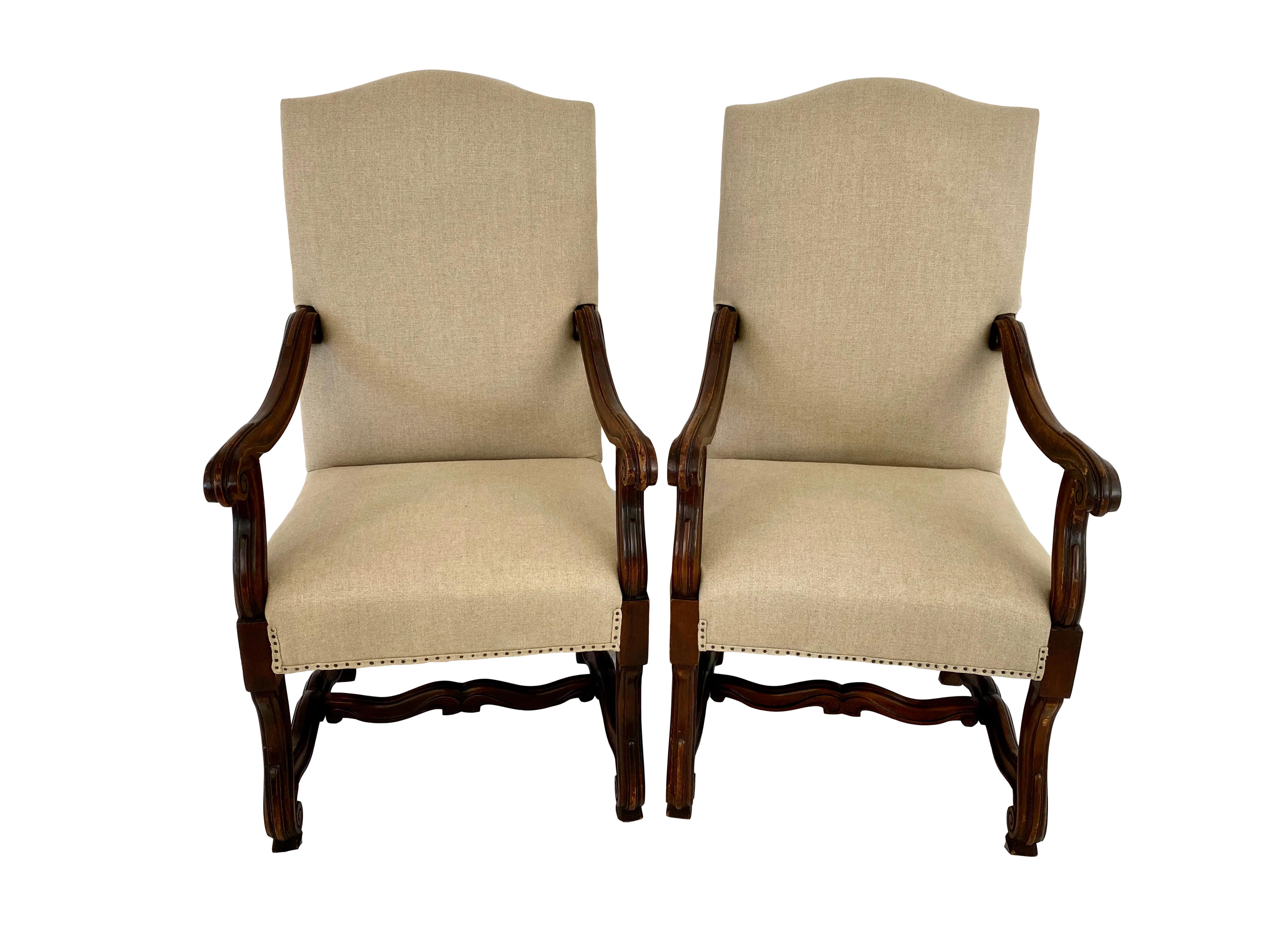 19th C French Oak Throne Armchairs/ Pair - Ballyhoo - Brown