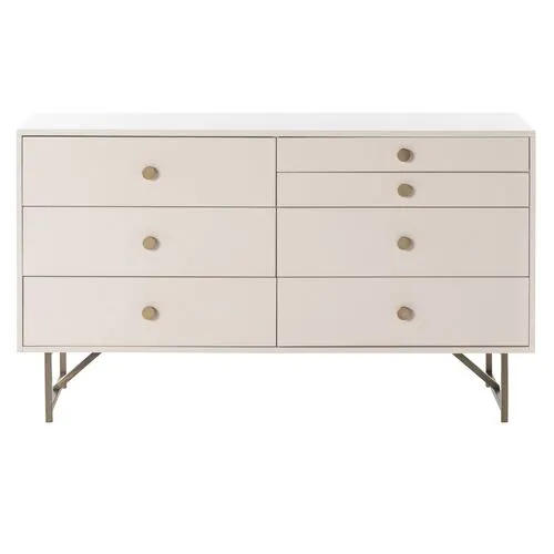 Roland 7-Drawer Dresser - Alabaster/Brass - White