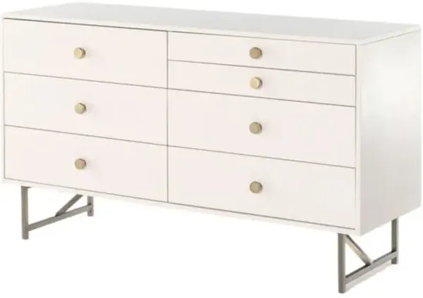 Roland 7-Drawer Dresser - Alabaster/Brass - White