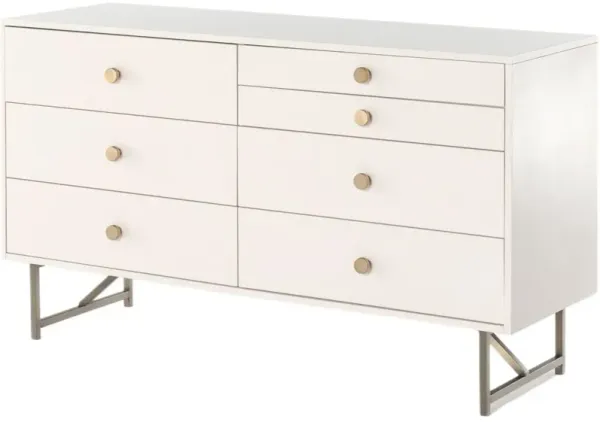 Roland 7-Drawer Dresser, Alabaster/Brass