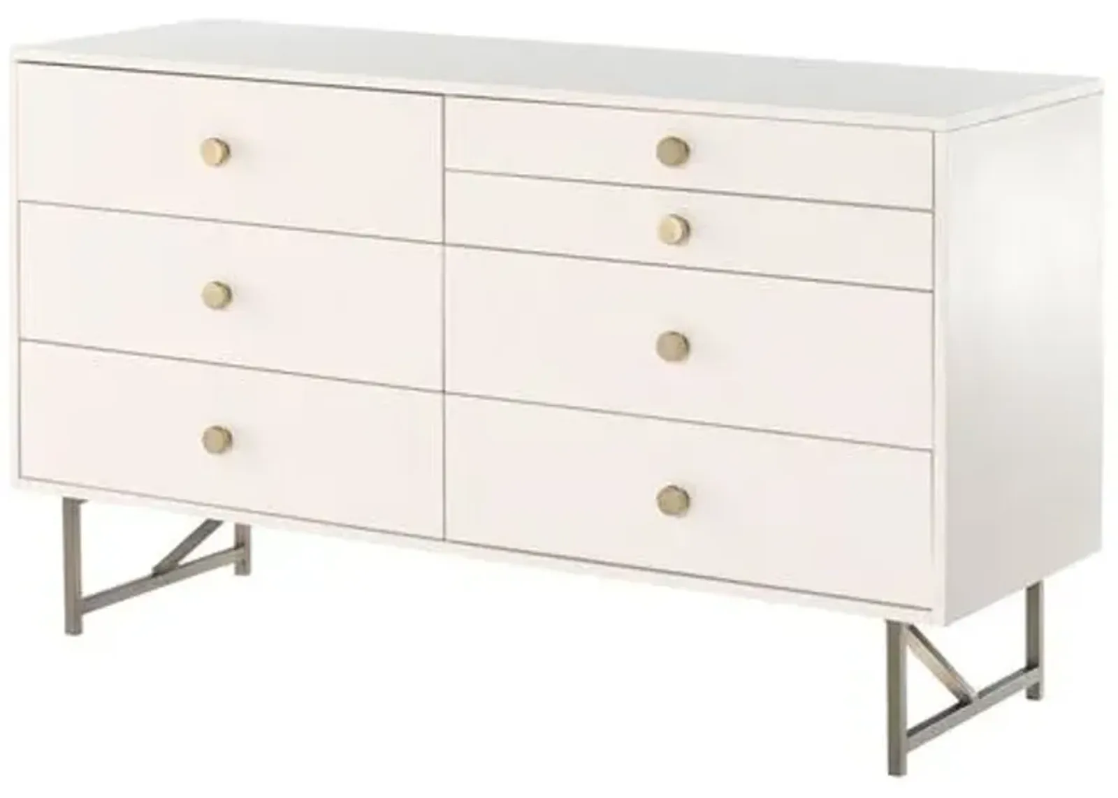 Roland 7-Drawer Dresser - Alabaster/Brass - White