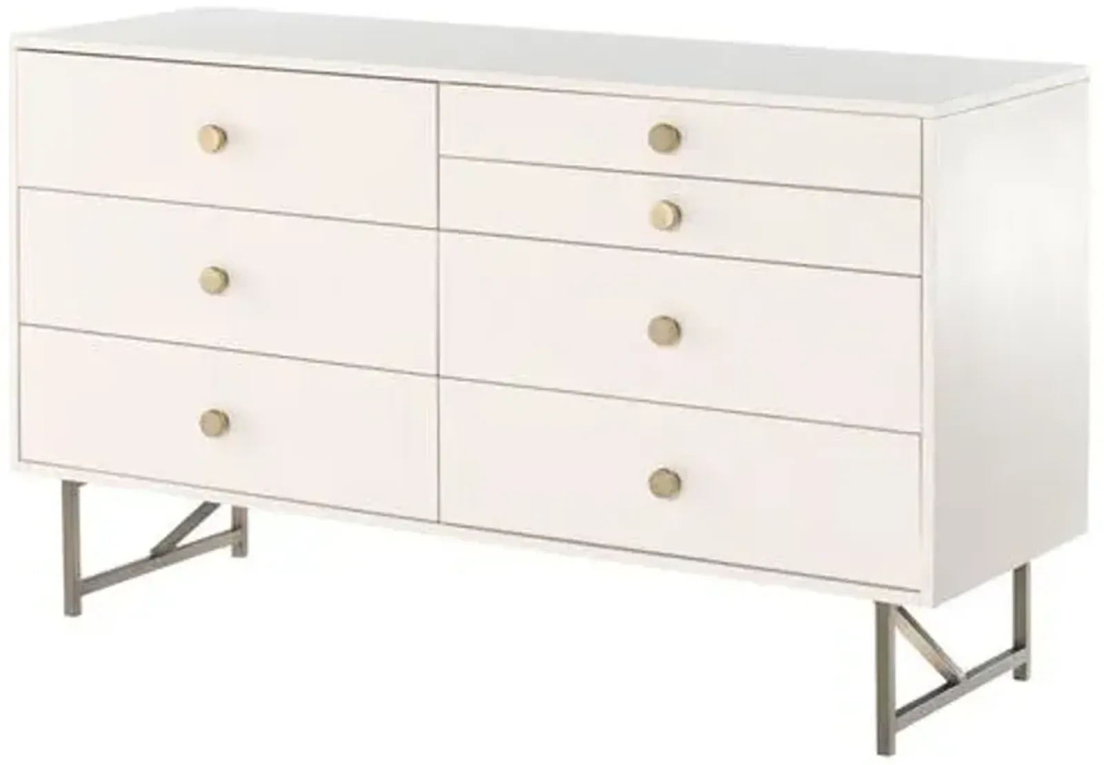 Roland 7-Drawer Dresser - Alabaster/Brass - White