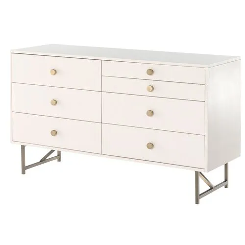 Roland 7-Drawer Dresser - Alabaster/Brass - White