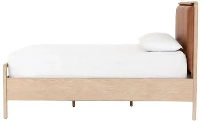 Brixton Leather Bed - Natural/Brown - Beige