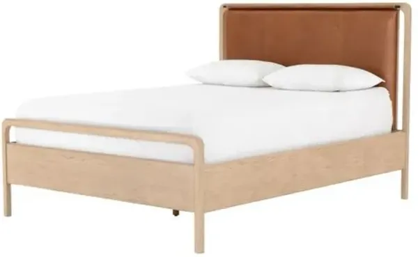 Jeremiah Leather Bed - Natural/Brown - Beige