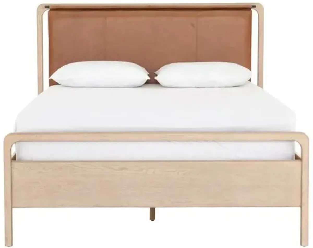 Brixton Leather Bed - Natural/Brown - Beige