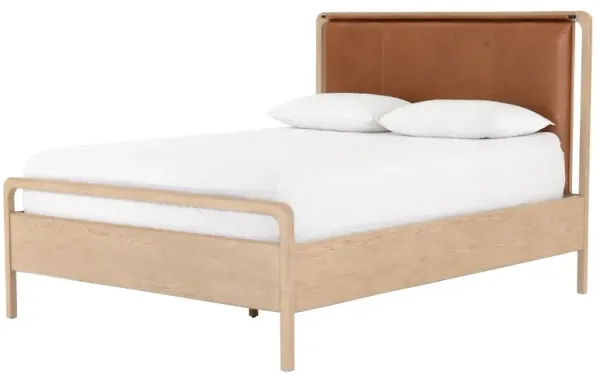 Jeremiah Leather Bed, Natural/Brown