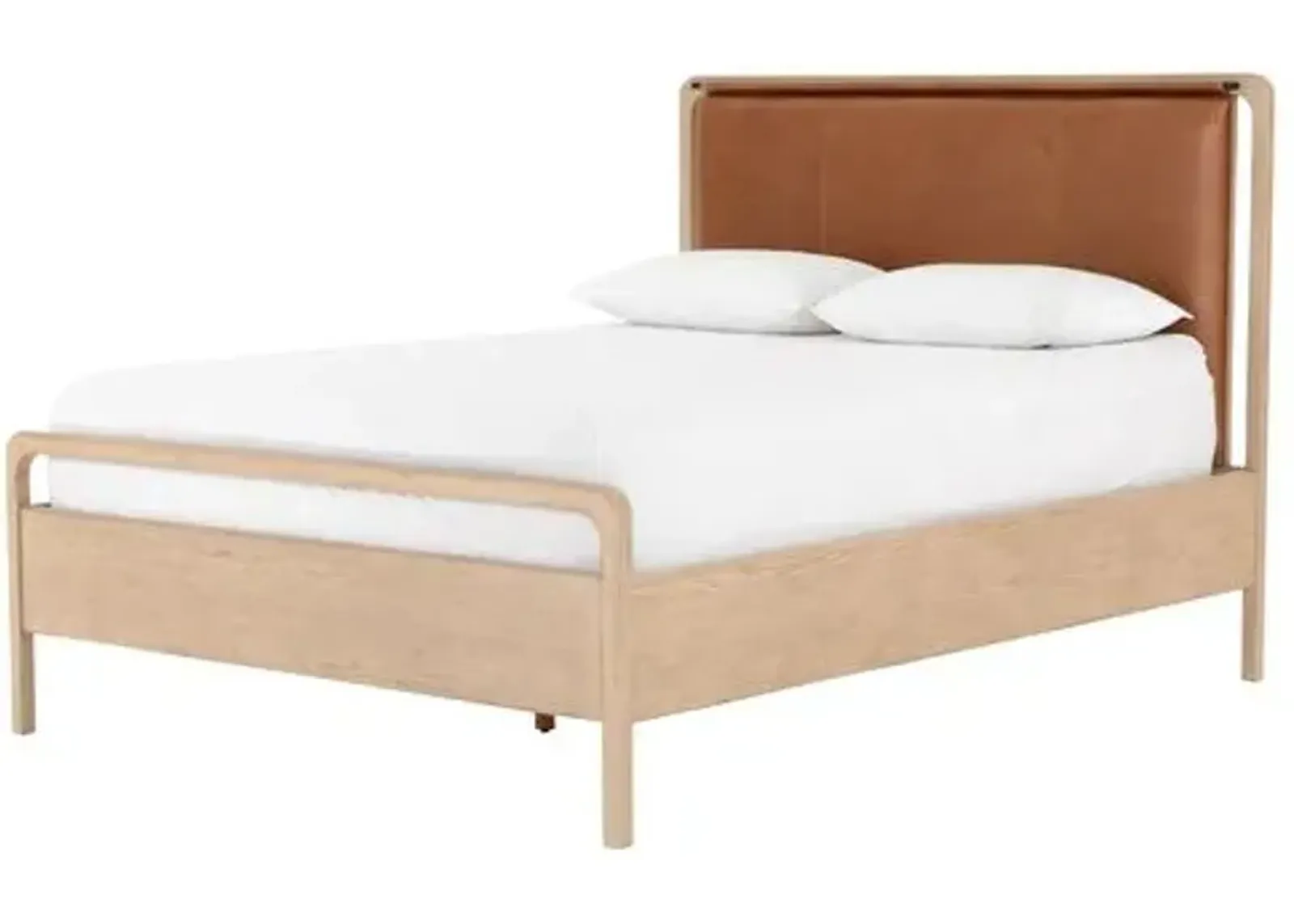 Brixton Leather Bed - Natural/Brown - Beige