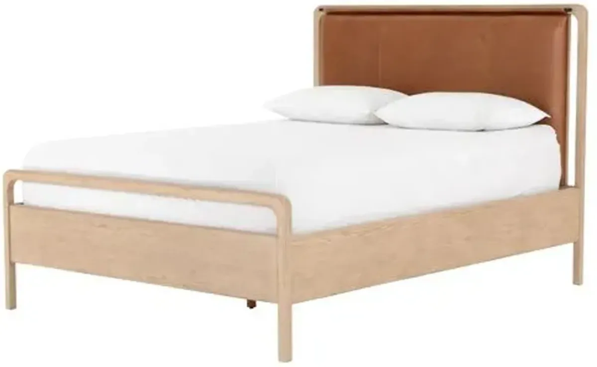 Jeremiah Leather Bed - Natural/Brown - Beige