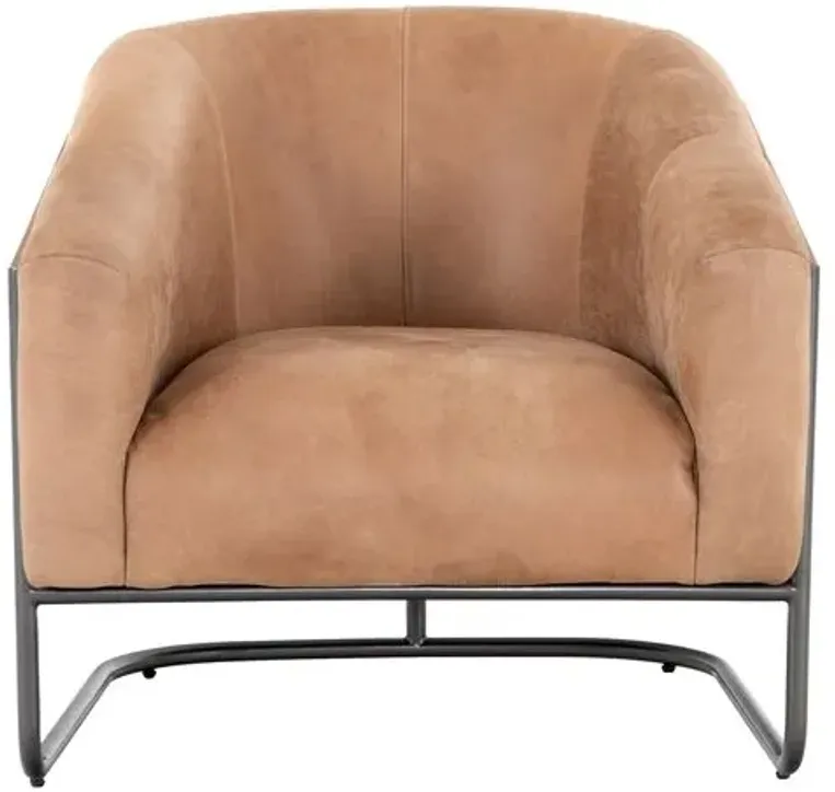 Nova Accent Chair - Beige Leather, Comfortable, Durable, Generous Padding