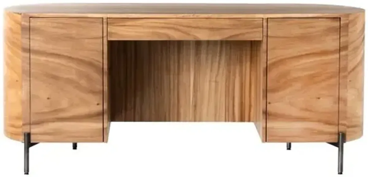 Bryn Executive Desk - Natural - Brown