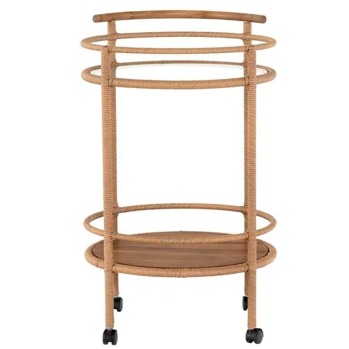 Emerysn Teak Outdoor Bar Cart - Natural - Beige