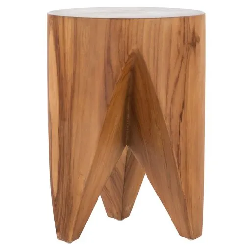 Eden Teak Outdoor End Table - Natural - Brown