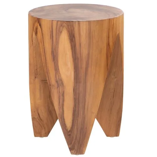 Eden Teak Outdoor End Table - Natural - Brown