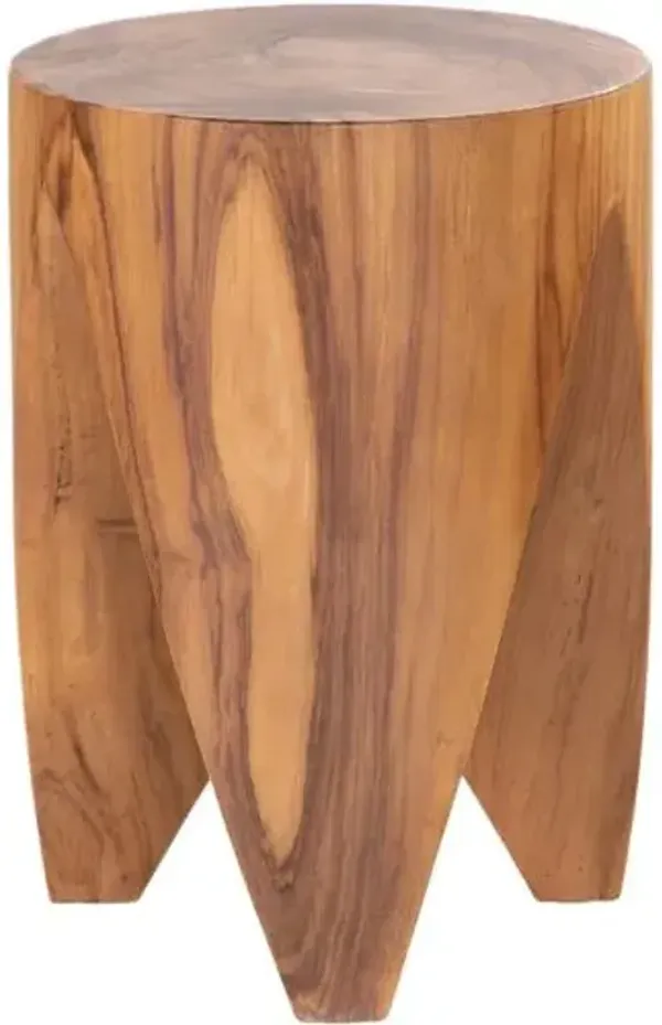 Eden Teak Outdoor End Table - Natural - Brown