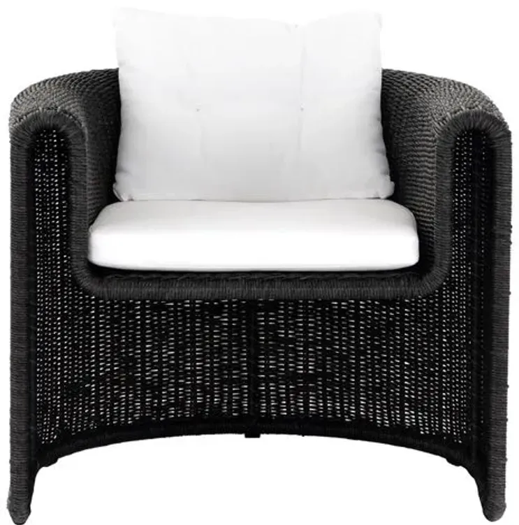 Elliana Woven Outdoor Chair - Coal - White