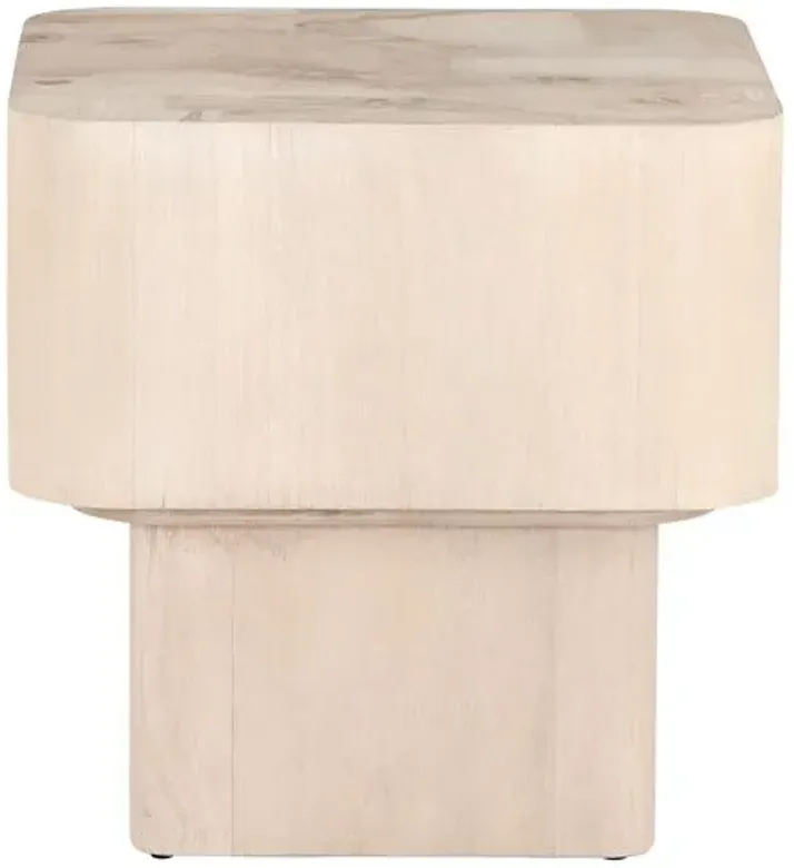 Freya End table - Bleached Burl - Beige