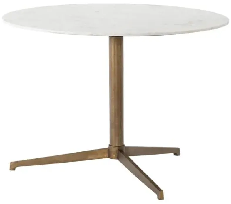 Rylie Round Bistro Table - Raw Brass - White