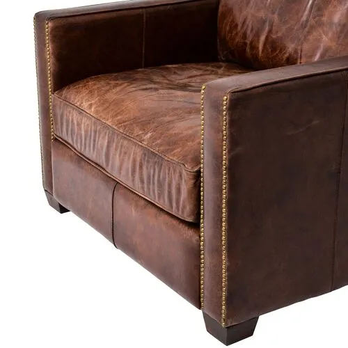 Maci Club Chair - Cigar/Antique Oak