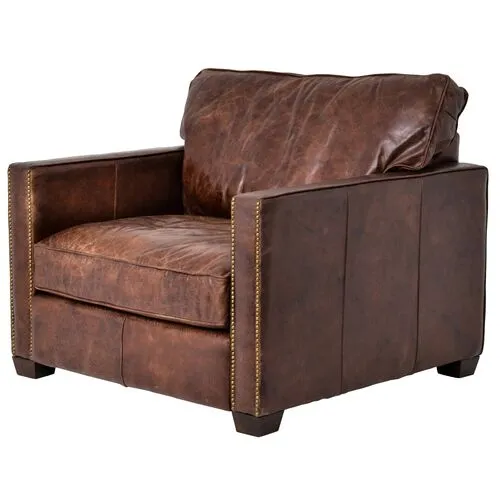 Maci Club Chair - Cigar/Antique Oak