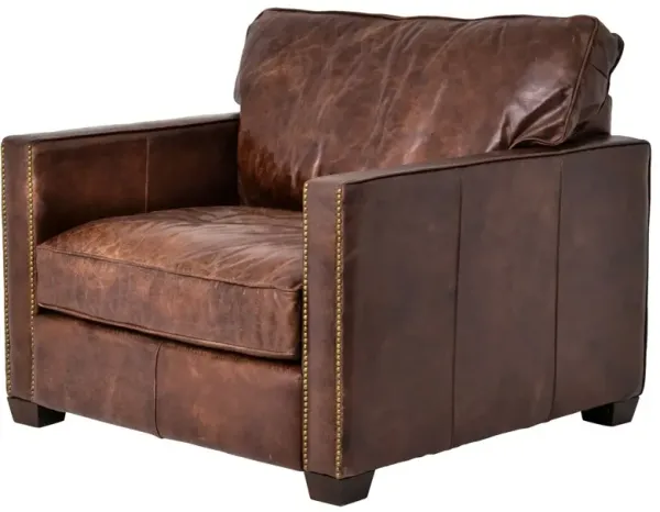 Maci Club Chair, Cigar/Antique Oak