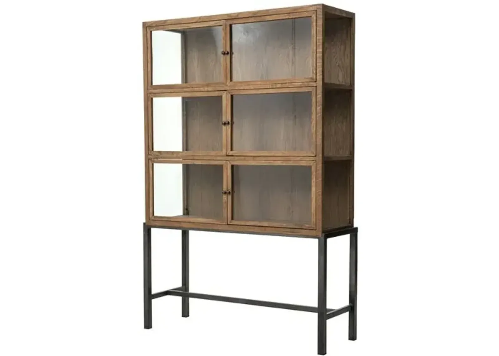 Kohen Curio Cabinet - Drifted Oak - Brown