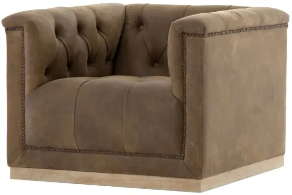 Dakari Leather Swivel Chair, Distressed Birch