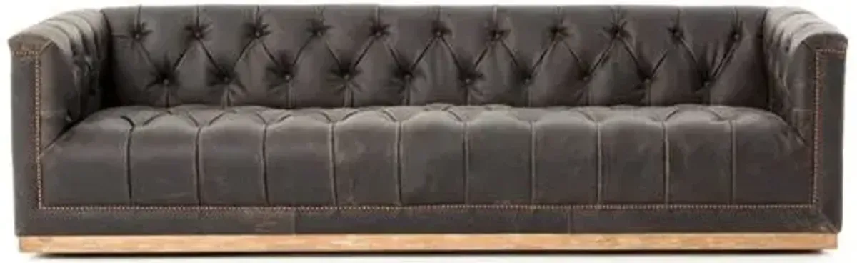 Dakari 95' Sofa - Distressed Black Leather