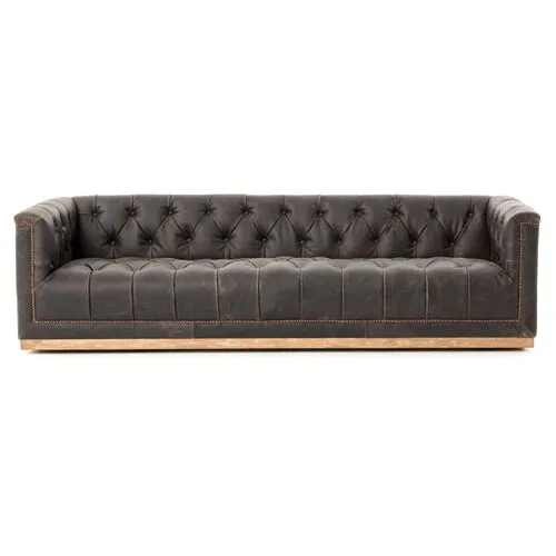 Dakari 95' Sofa - Distressed Black Leather