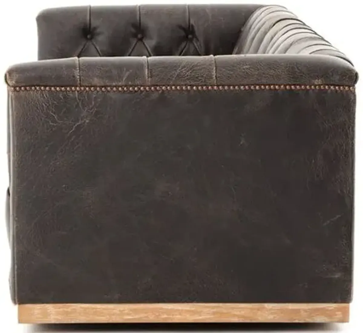 Dakari 95' Sofa - Distressed Black Leather