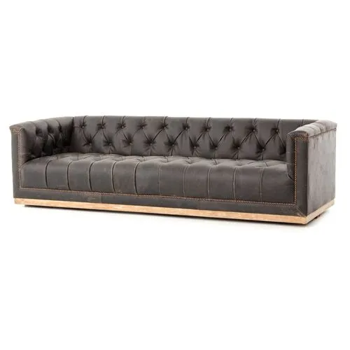 Dakari 95' Sofa - Distressed Black Leather