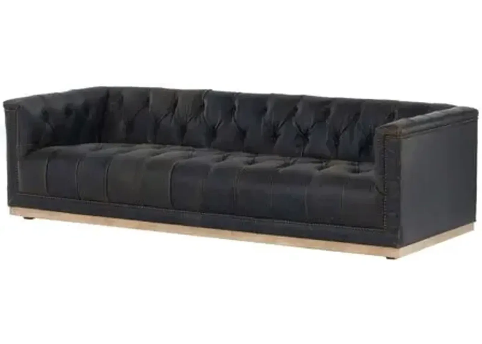 Dakari 95' Sofa - Distressed Black Leather