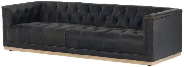 Dakari 95' Sofa, Distressed Black Leather