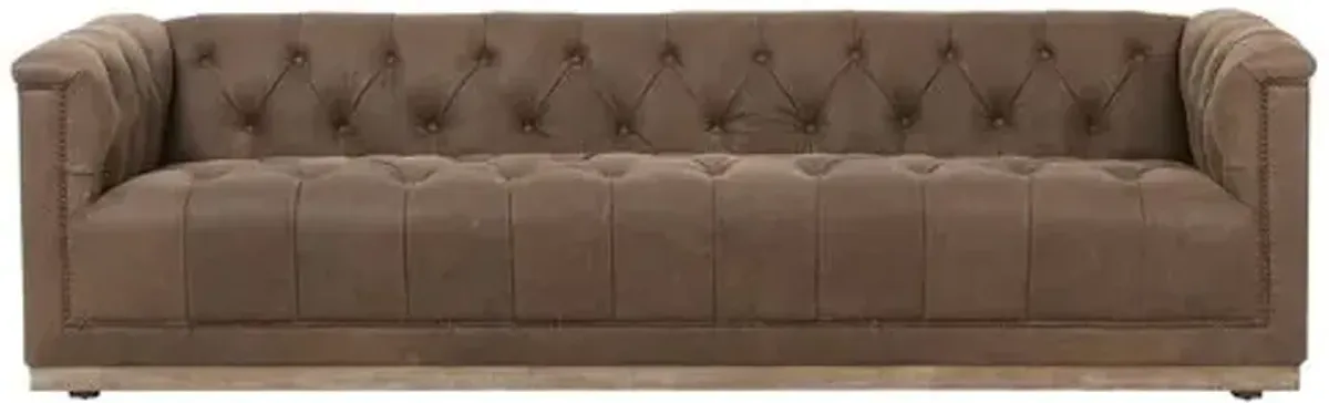 Dakari 95' Leather Sofa - Distressed Birch